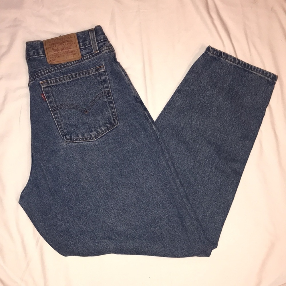 VINTAGE Levi’s 560 Loose Fit Straight Leg Red Tab Stone Wash Denim Jeans Size 14
